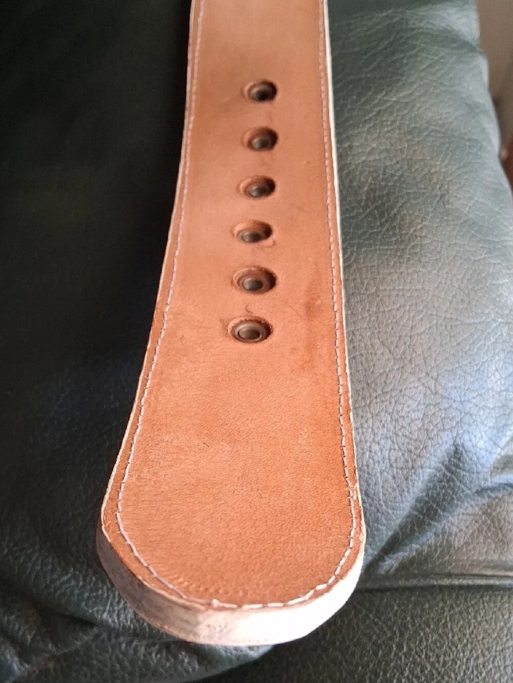Mariachi Handcrafted Embroidered Leather Belt in Blue and White. Great Cond.